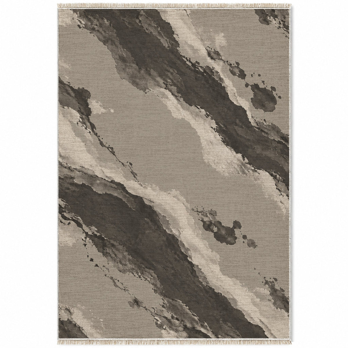 Mineral Drift Greige & Charcoal washable rug top view