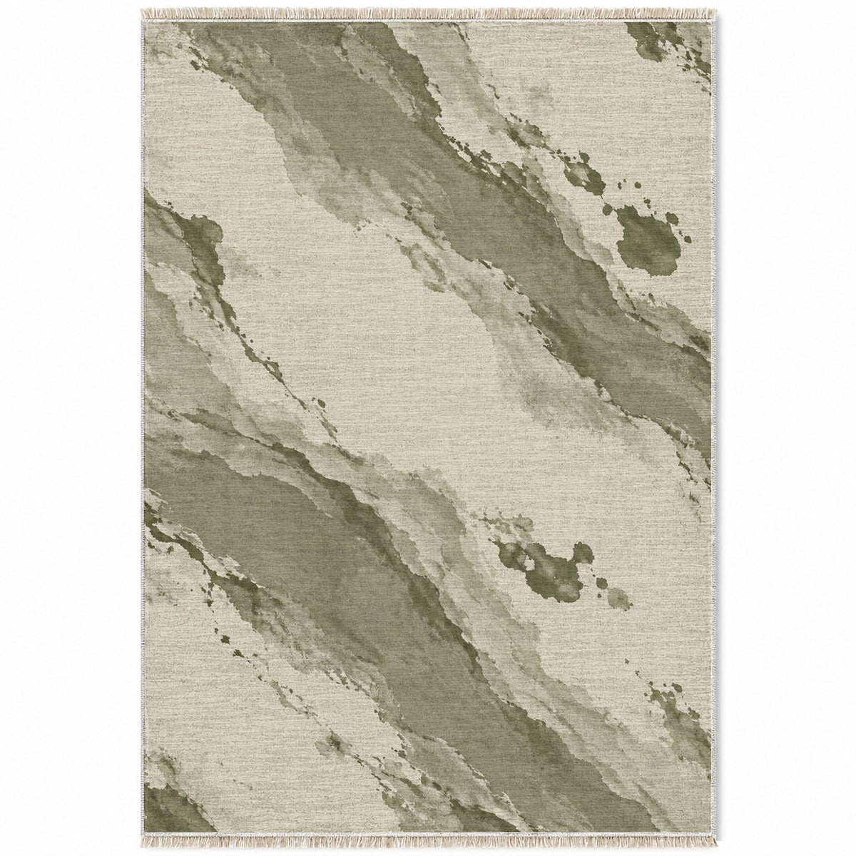 Mineral Drift Ivory & Sage washable rug top view