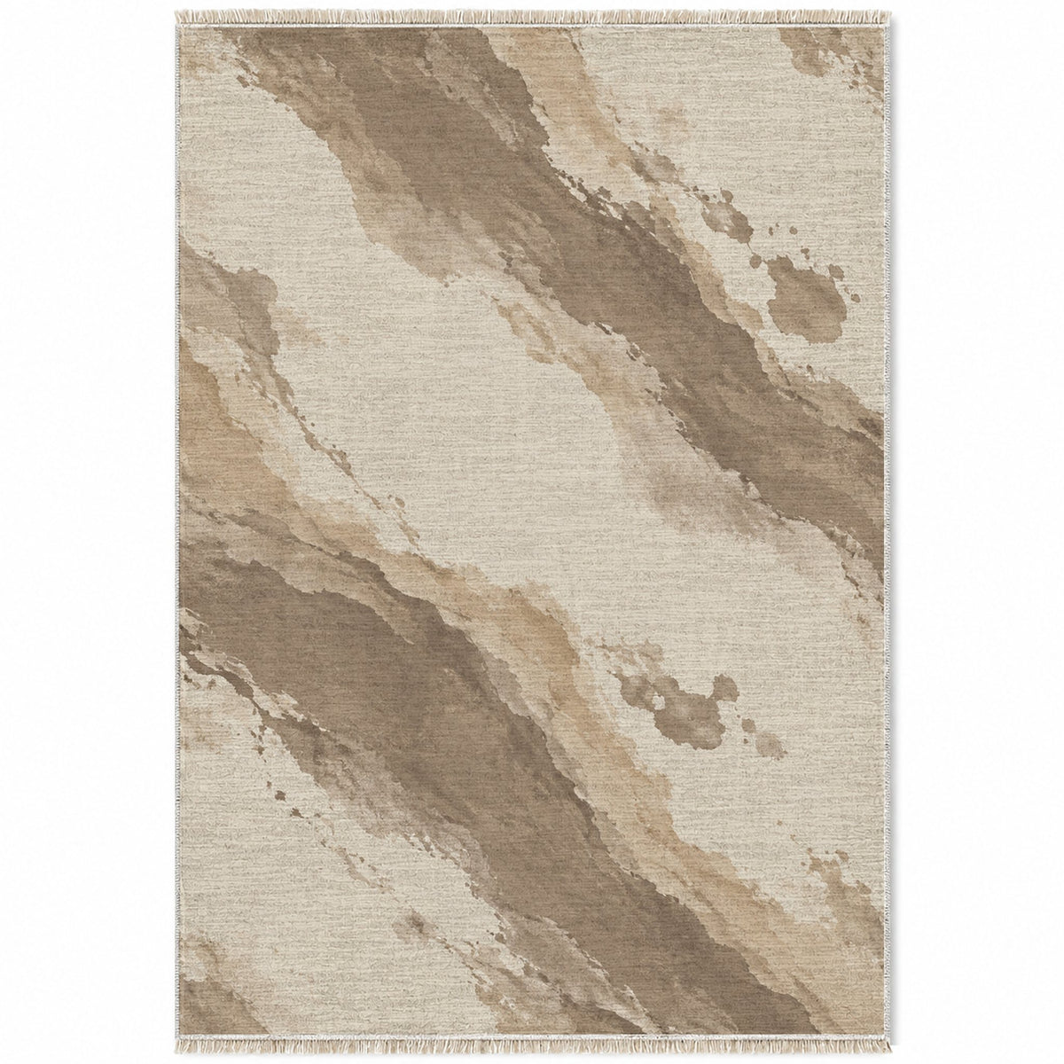 Mineral Drift Ivory & Taupe washable rug top view