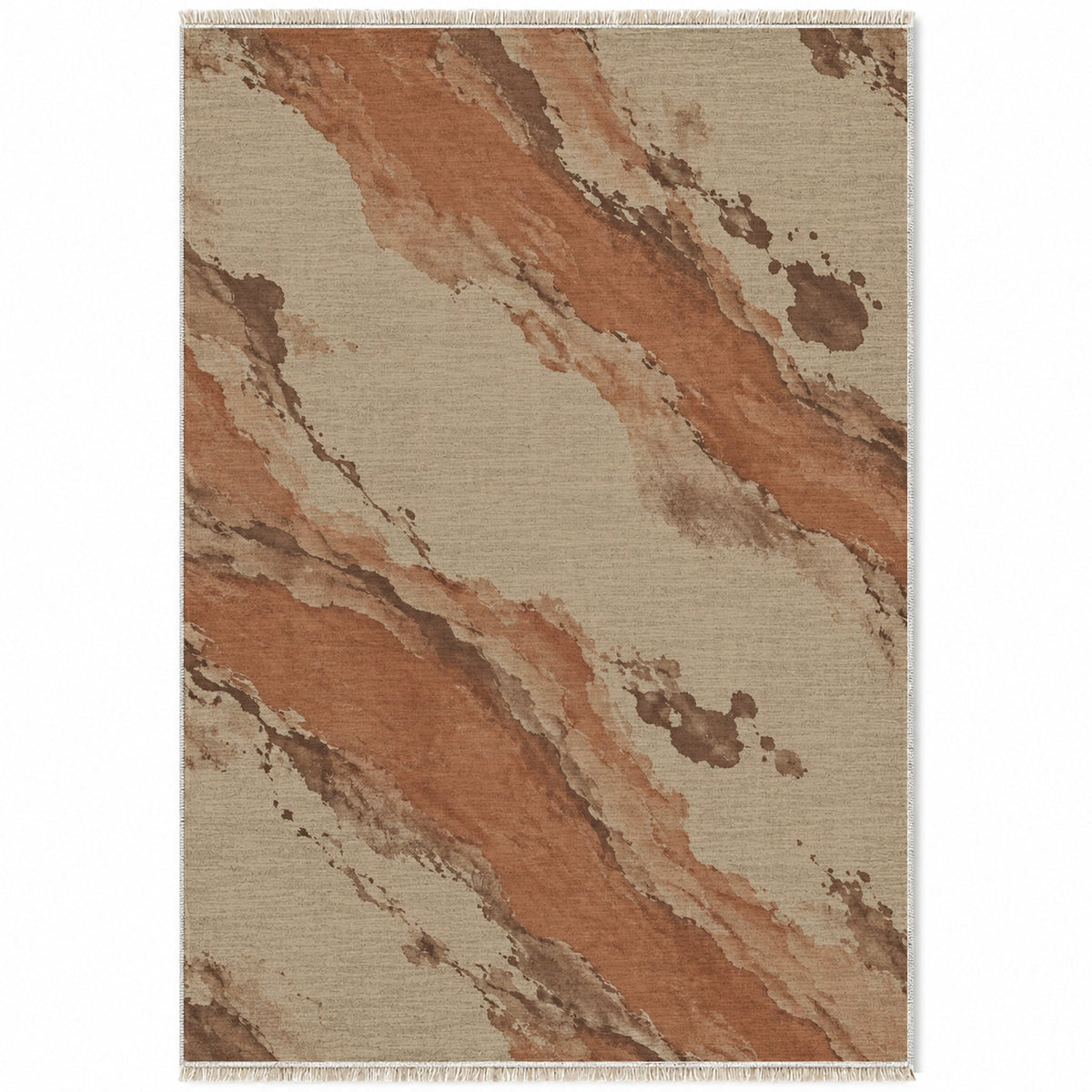 Mineral Drift Sand & Terracotta washable rug top view