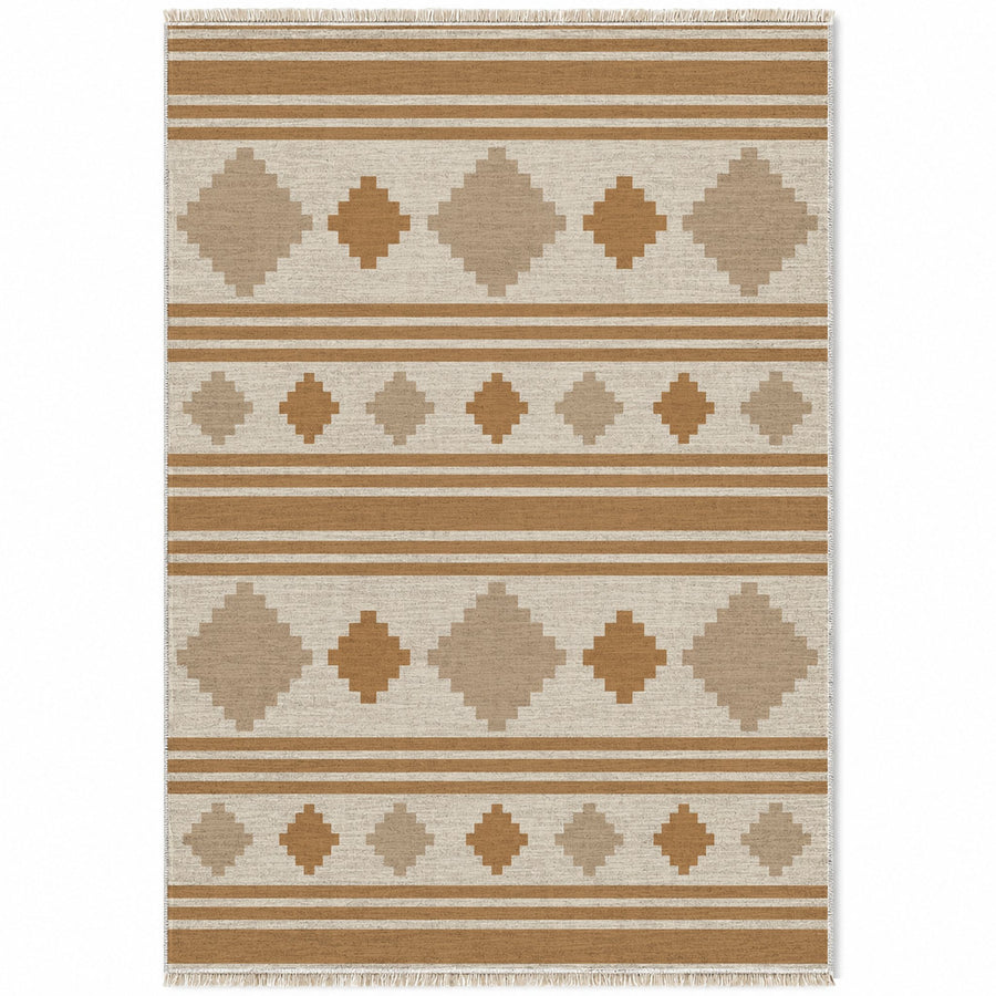 Mini Kilim Ivory & Sand Stripe Washable Rug