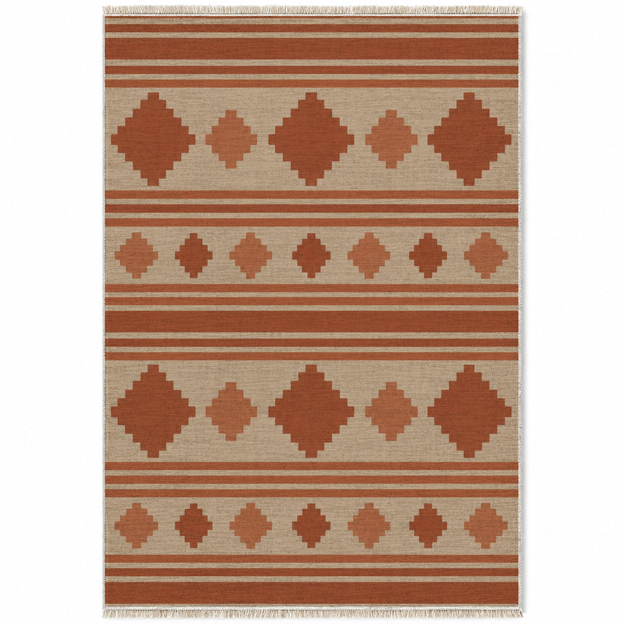 Mini Kilim Sand & Rust Stripe Washable Rug