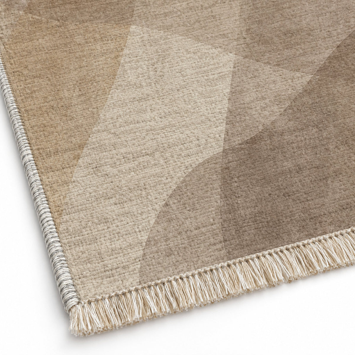 Mist Layers Ivory & Taupe washable rug close-up of the printed chenille