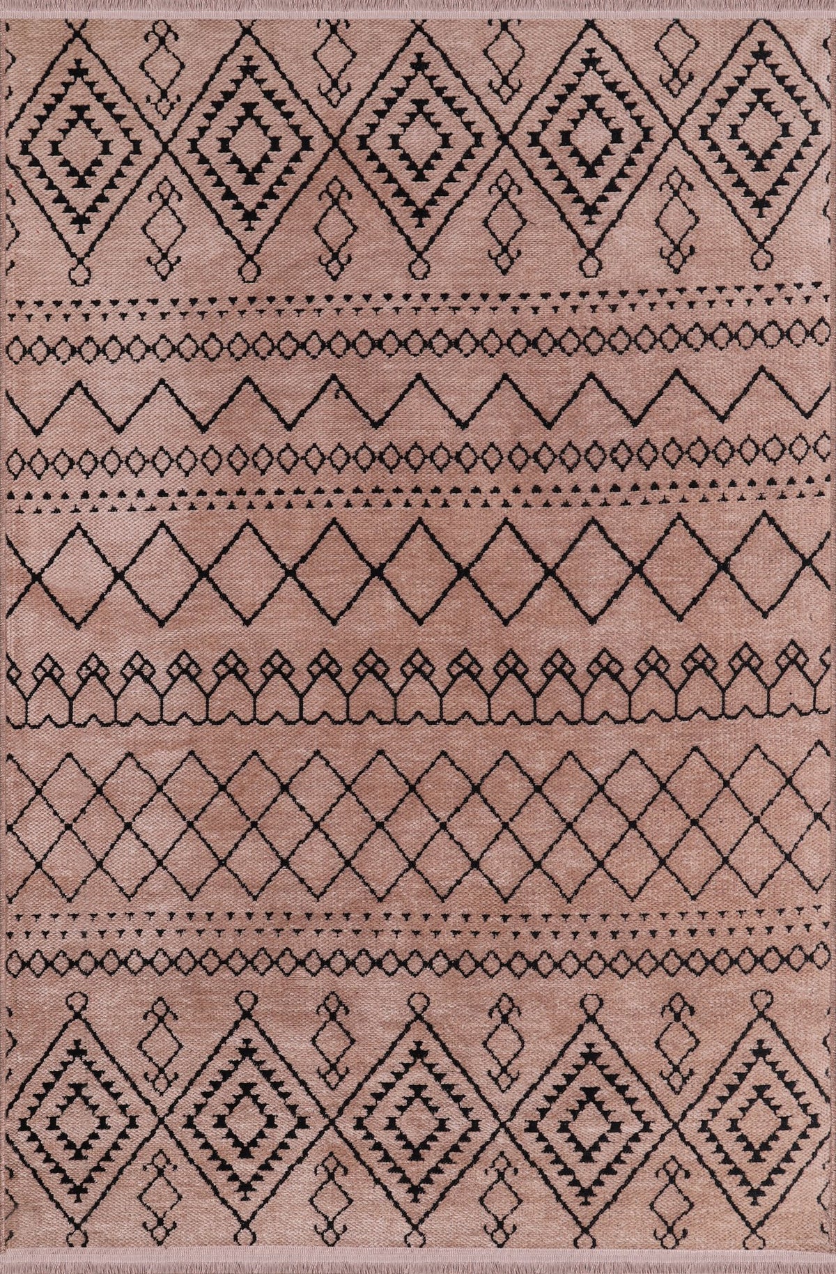 Mocha Berber Diamond Washable Rug RW0201B top view