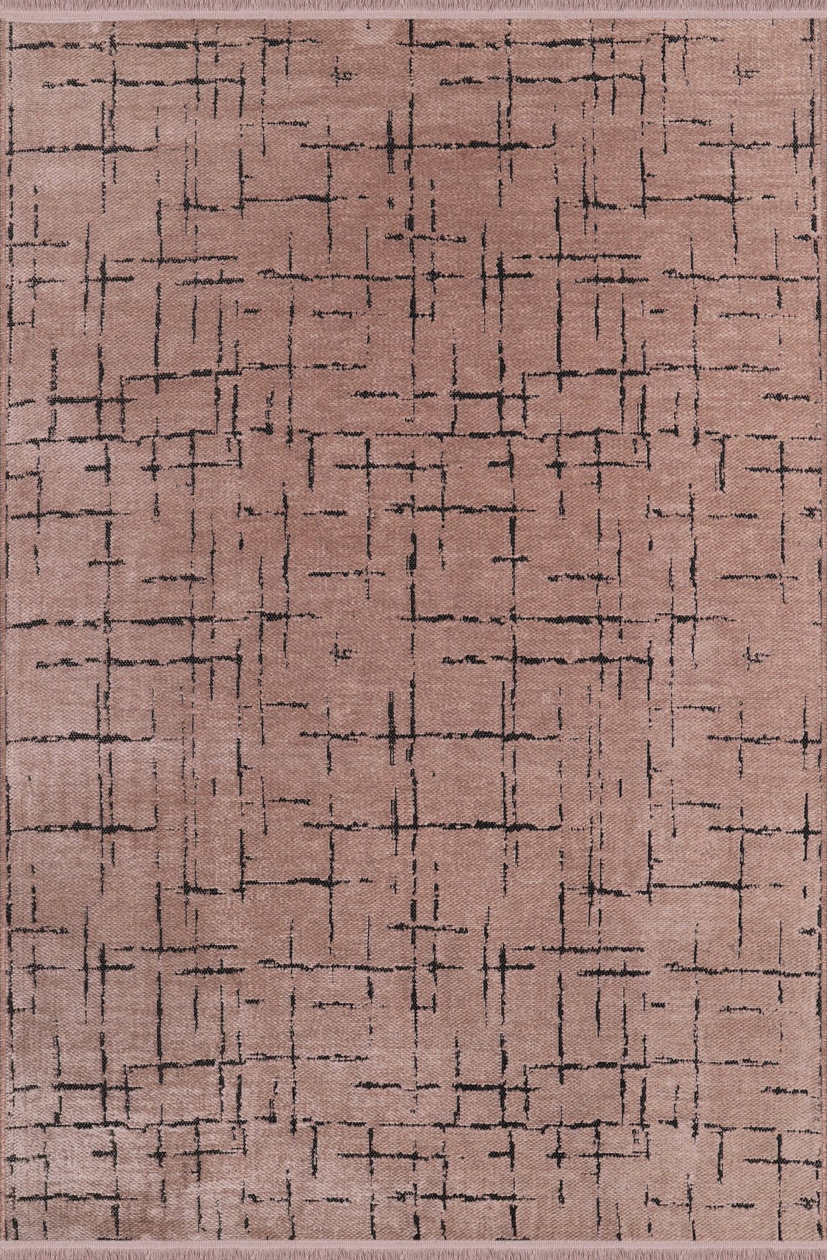 Mocha Crosshatch Washable Rug NT0201B top view