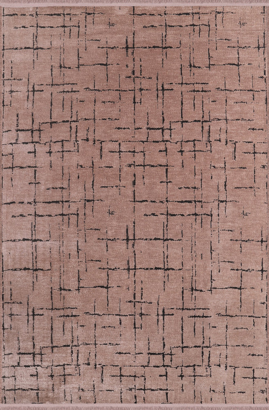 Mocha Crosshatch Washable Rug | Chenille NT0201B