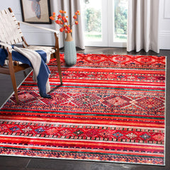 Rugs Depot 1322K – Machine Washable Red Tribal Kilim Rug | Multicolor Geometric Striped Carpet for Living Room, Bedroom & Dining