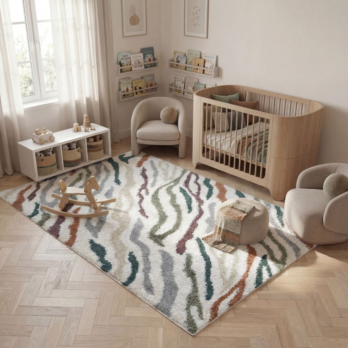 Moodi Shaggy Multicolour Tidecrest Rug — room photo 9