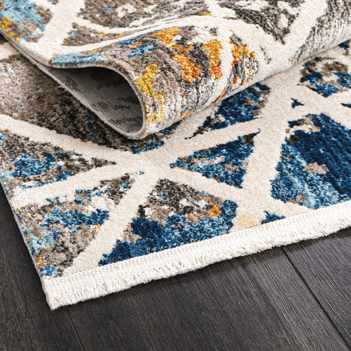 Multicolour Abstract Splash Area Rug pile close-up