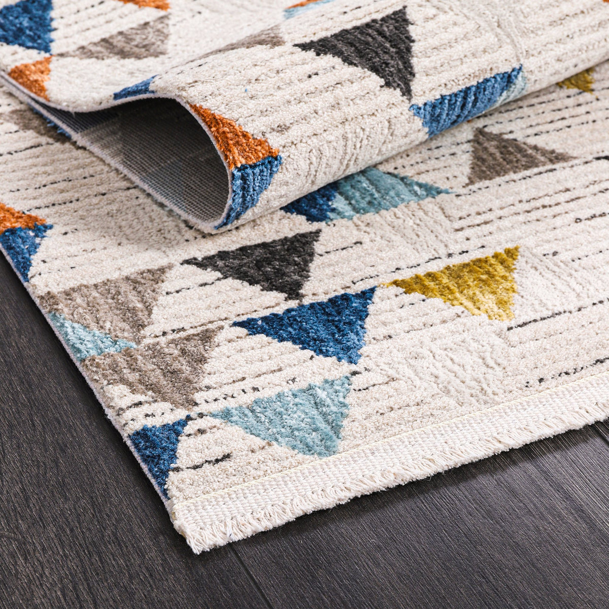 Multicolour Triangle Mosaic Area Rug pile close-up