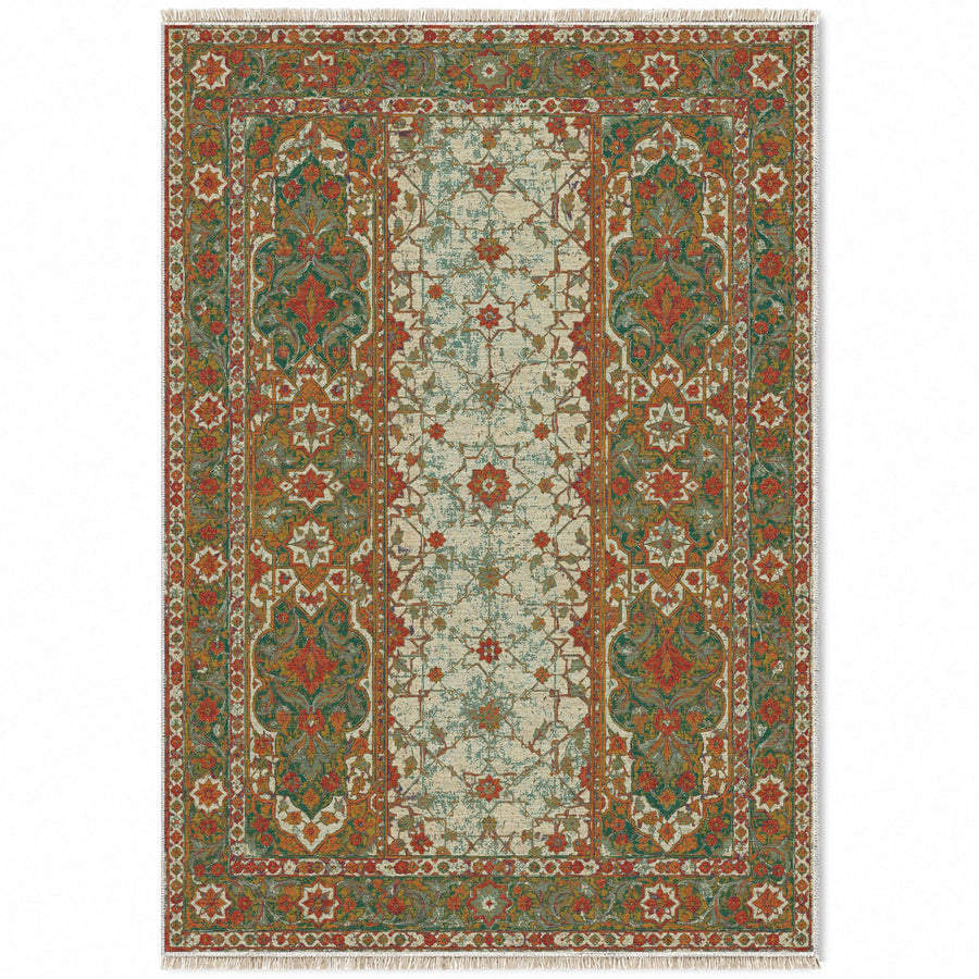 Myrtle Reflection Emerald & Terracotta Moorish Washable Rug