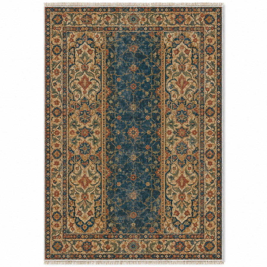 Myrtle Reflection Indigo & Rust Moorish Washable Rug