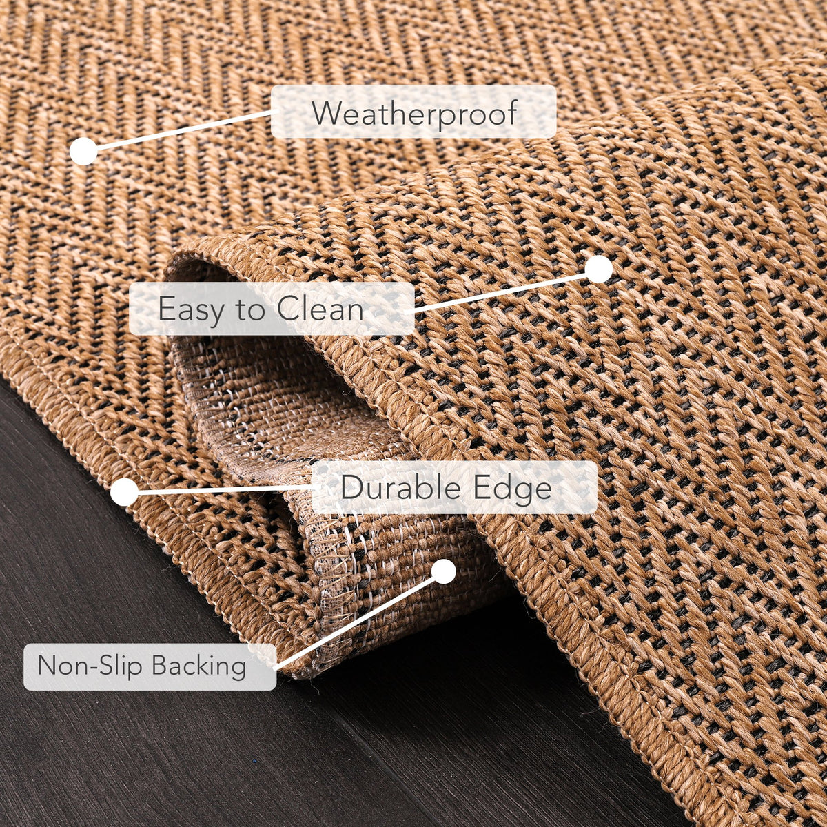 Natural Sisal-Look Flatweave Indoor Outdoor Rug pile close-up