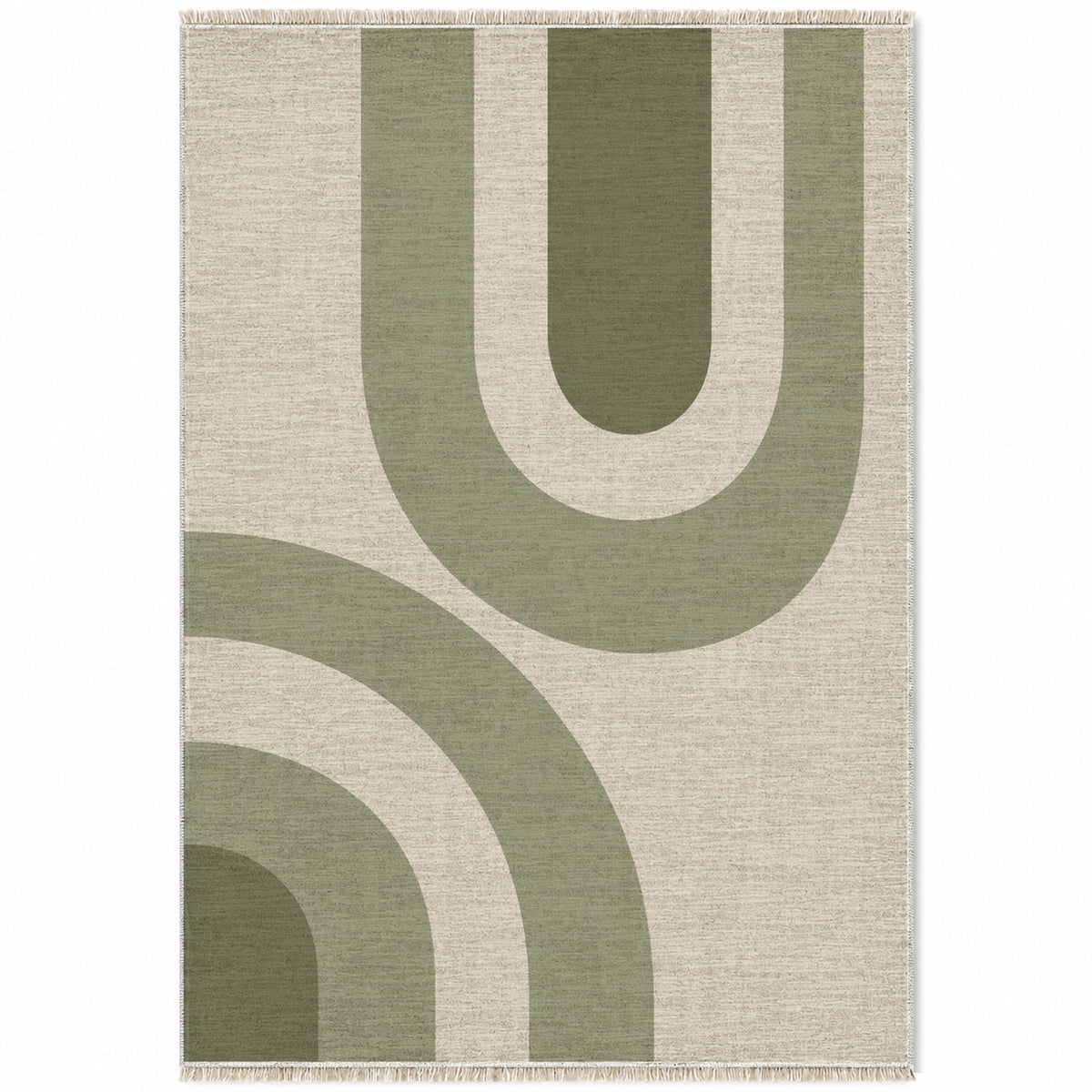 Nested Cove Ivory & Sage washable rug top view