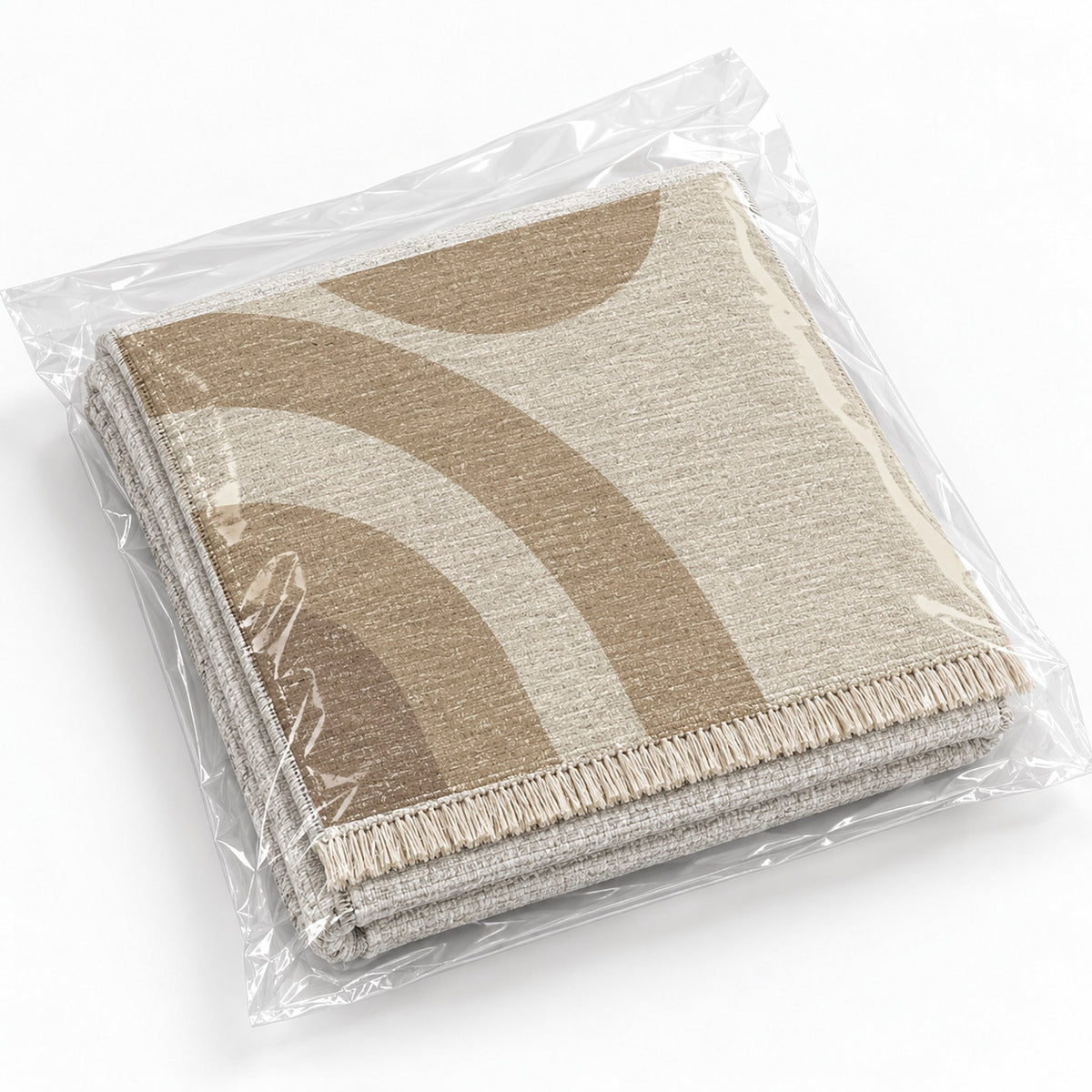 Nested Cove Ivory & Sand washable rug rolled and packaged