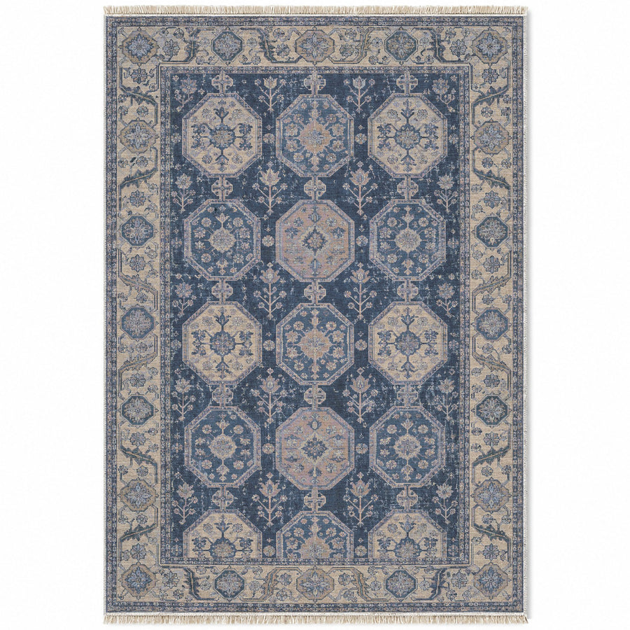 Octagon Towers Mineral Blue Seljuk Washable Rug