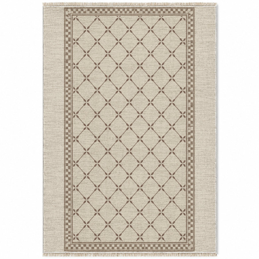 Olive Courtyard Ivory & Taupe Mediterranean Washable Rug