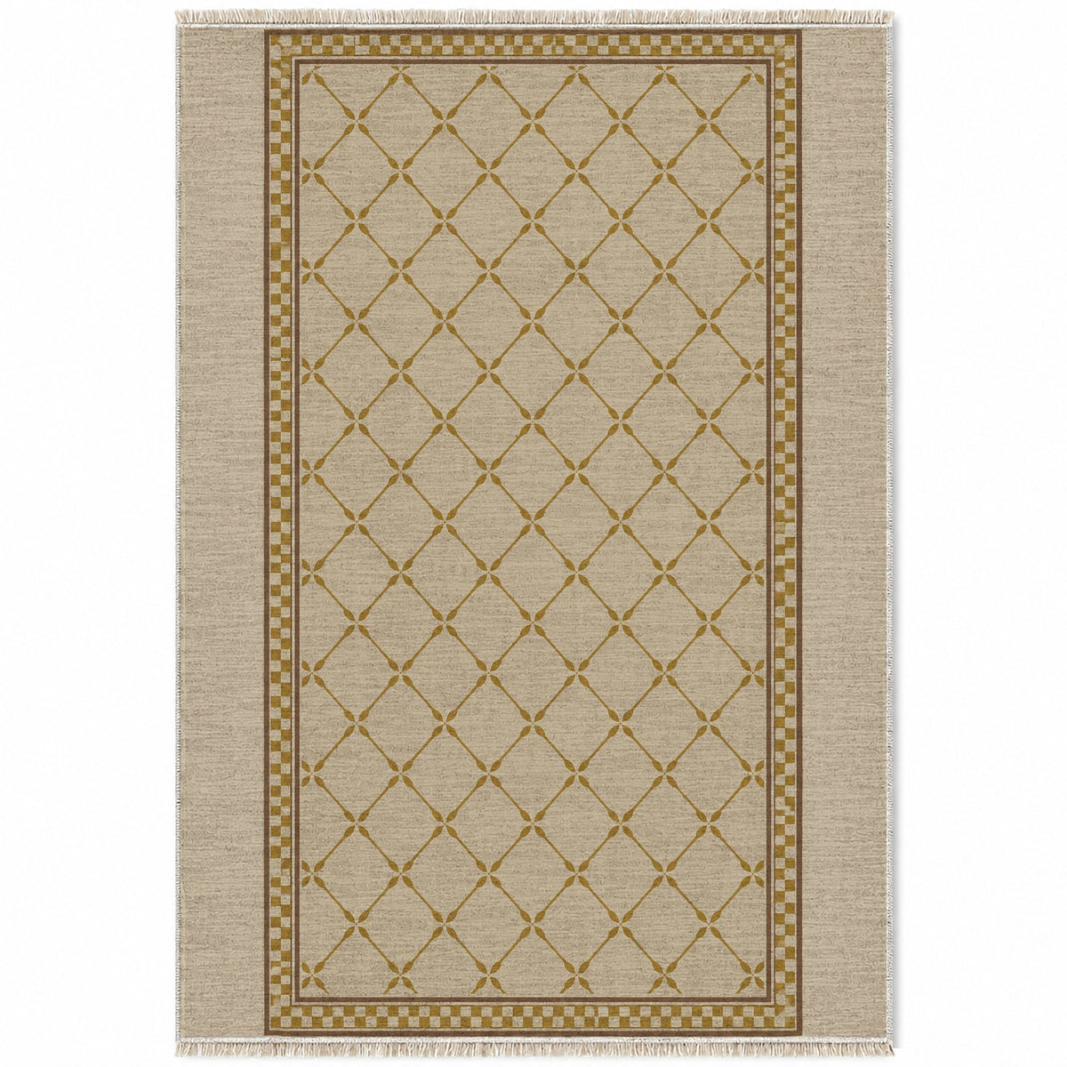 Olive Courtyard Oat & Ochre washable rug top view