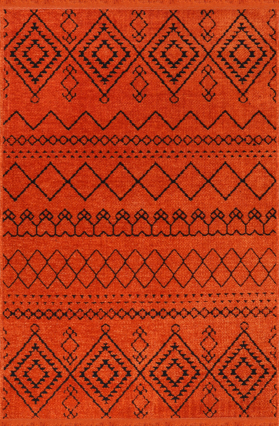 Orange Berber Diamond Washable Rug | Chenille RW0201O