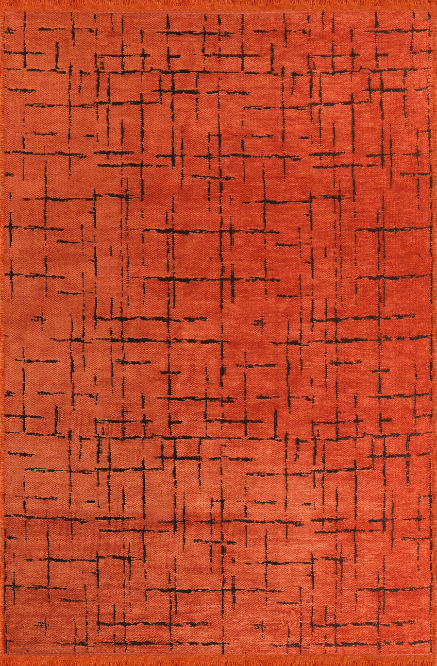 Orange Crosshatch Washable Rug | Chenille NT0201O