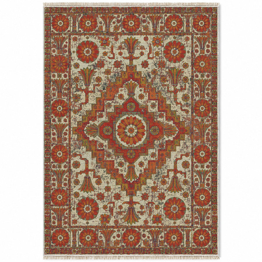 Palace Seal Emerald & Terracotta Persian Washable Rug