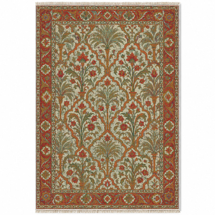 Palm Terrace Emerald & Terracotta Moorish Washable Rug