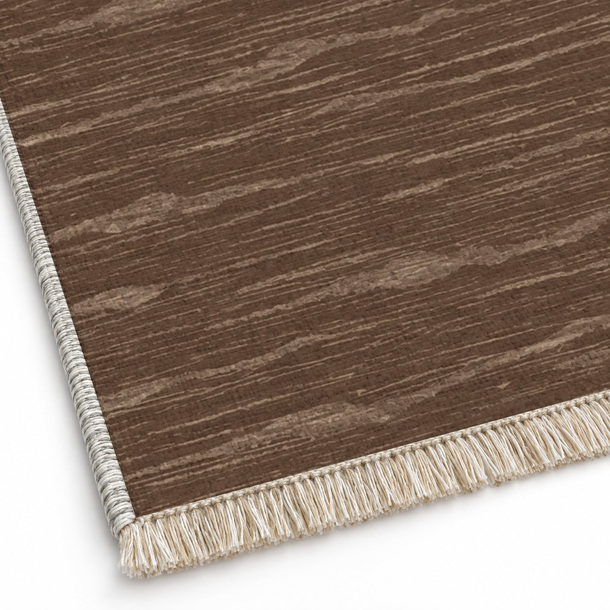Paper Weave Cocoa & Taupe washable rug close-up of the printed chenille