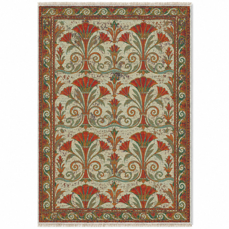 Papyrus Gallery Emerald & Terracotta Mediterranean Washable Rug