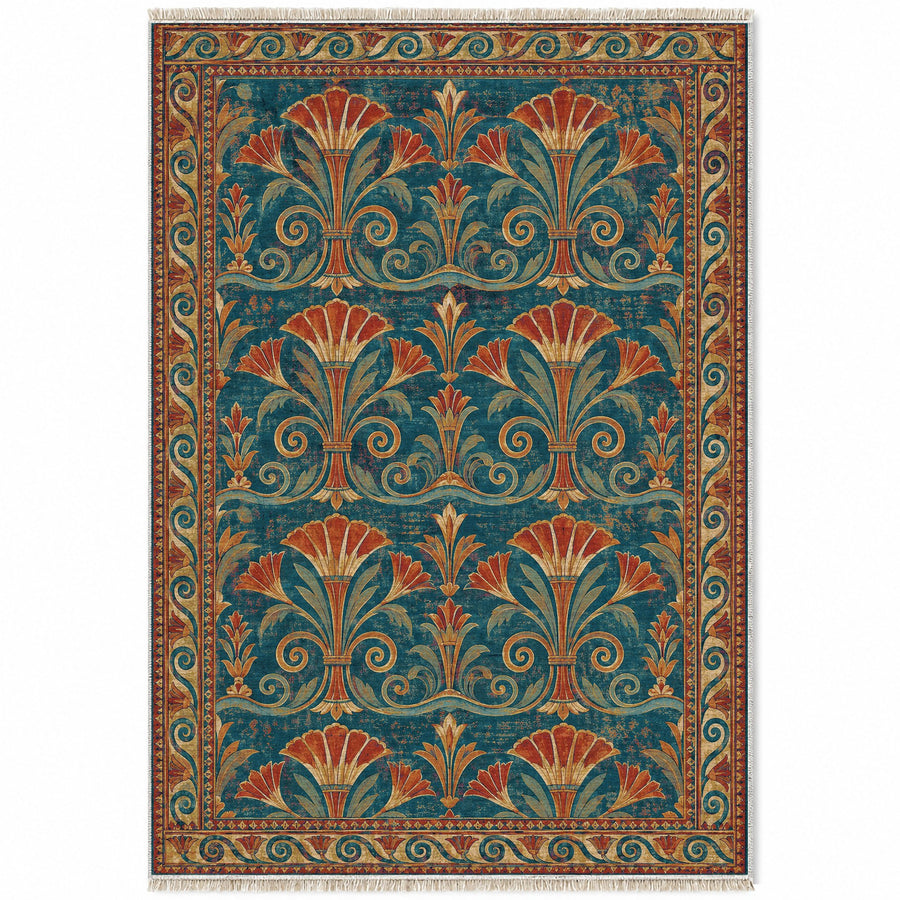 Papyrus Gallery Peacock & Ochre Mediterranean Washable Rug