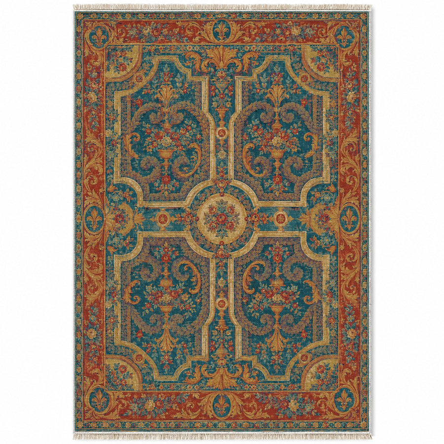 Parterre Peacock & Ochre French Aubusson Washable Rug