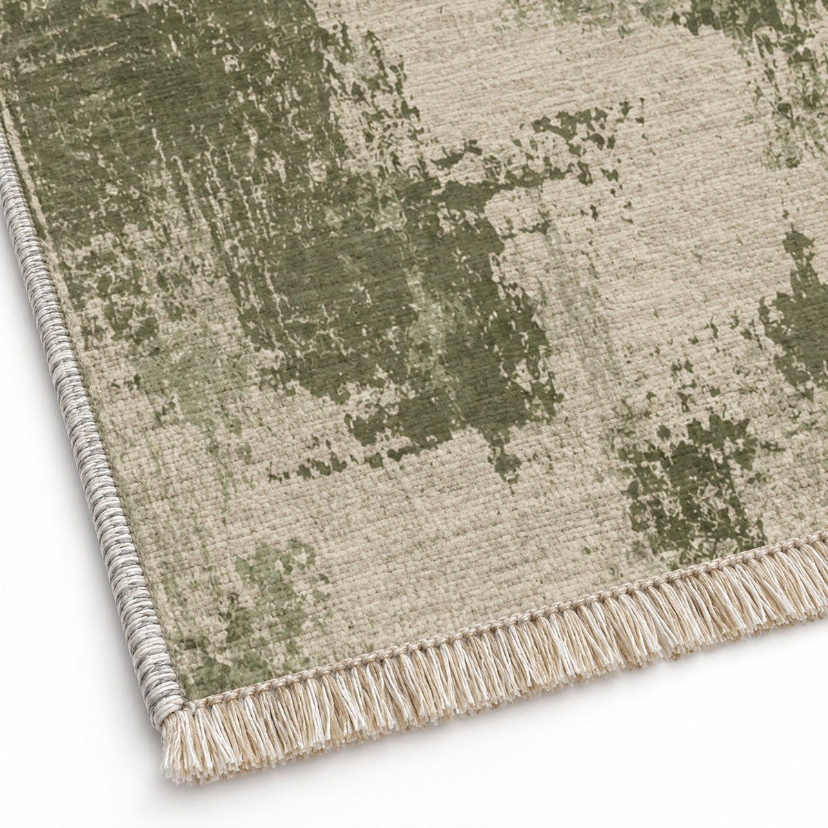 Patina Field Ivory & Sage washable rug close-up of the printed chenille