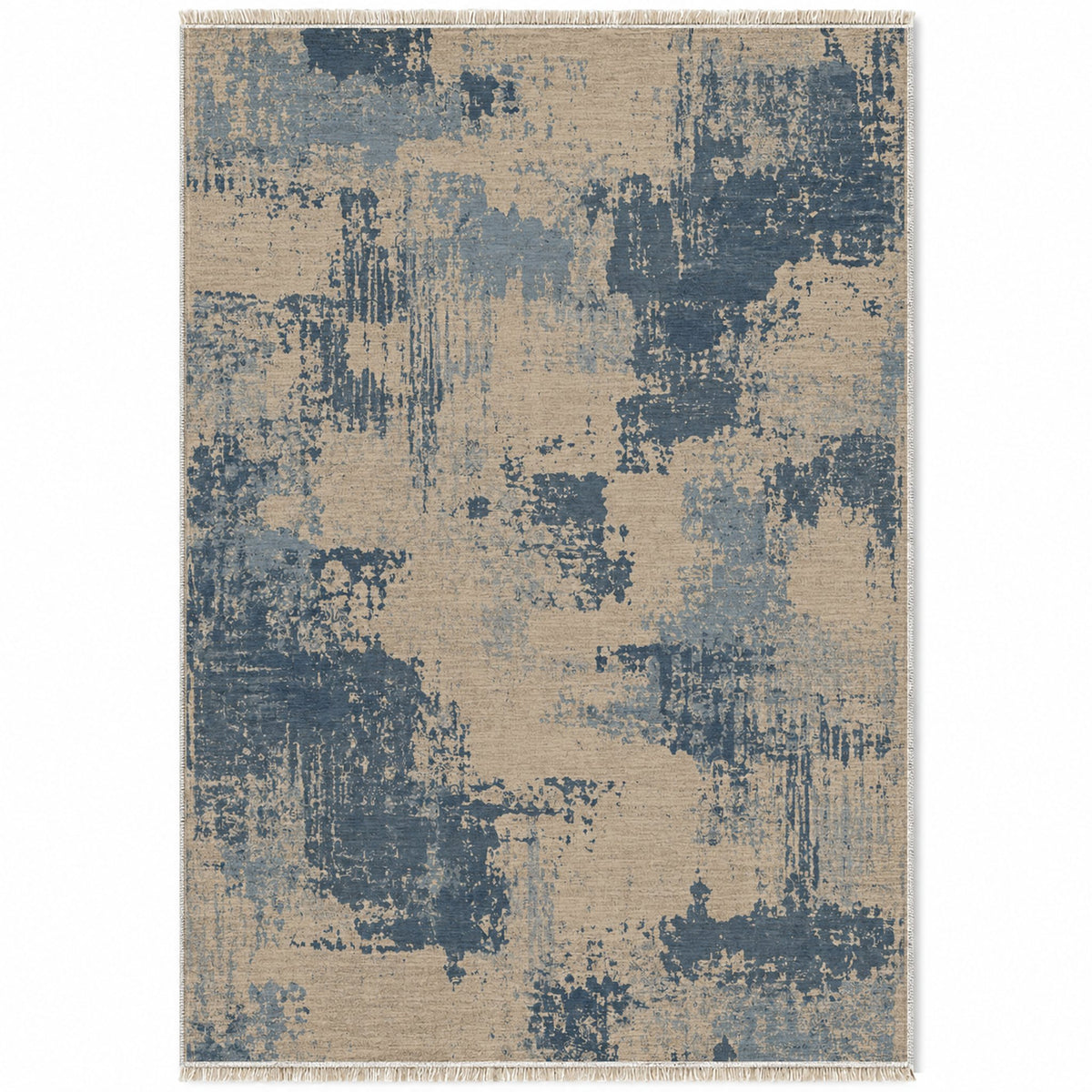 Patina Field Oat & Dusty Blue washable rug top view