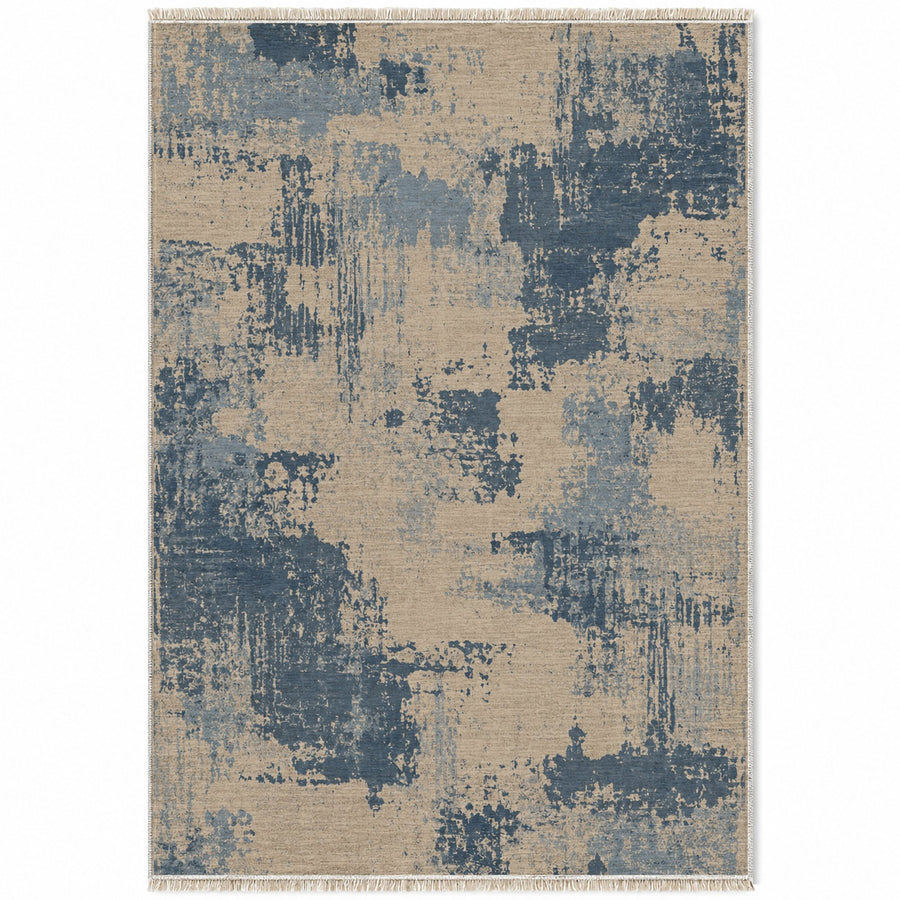Patina Field Oat & Dusty Blue Abstract Washable Rug