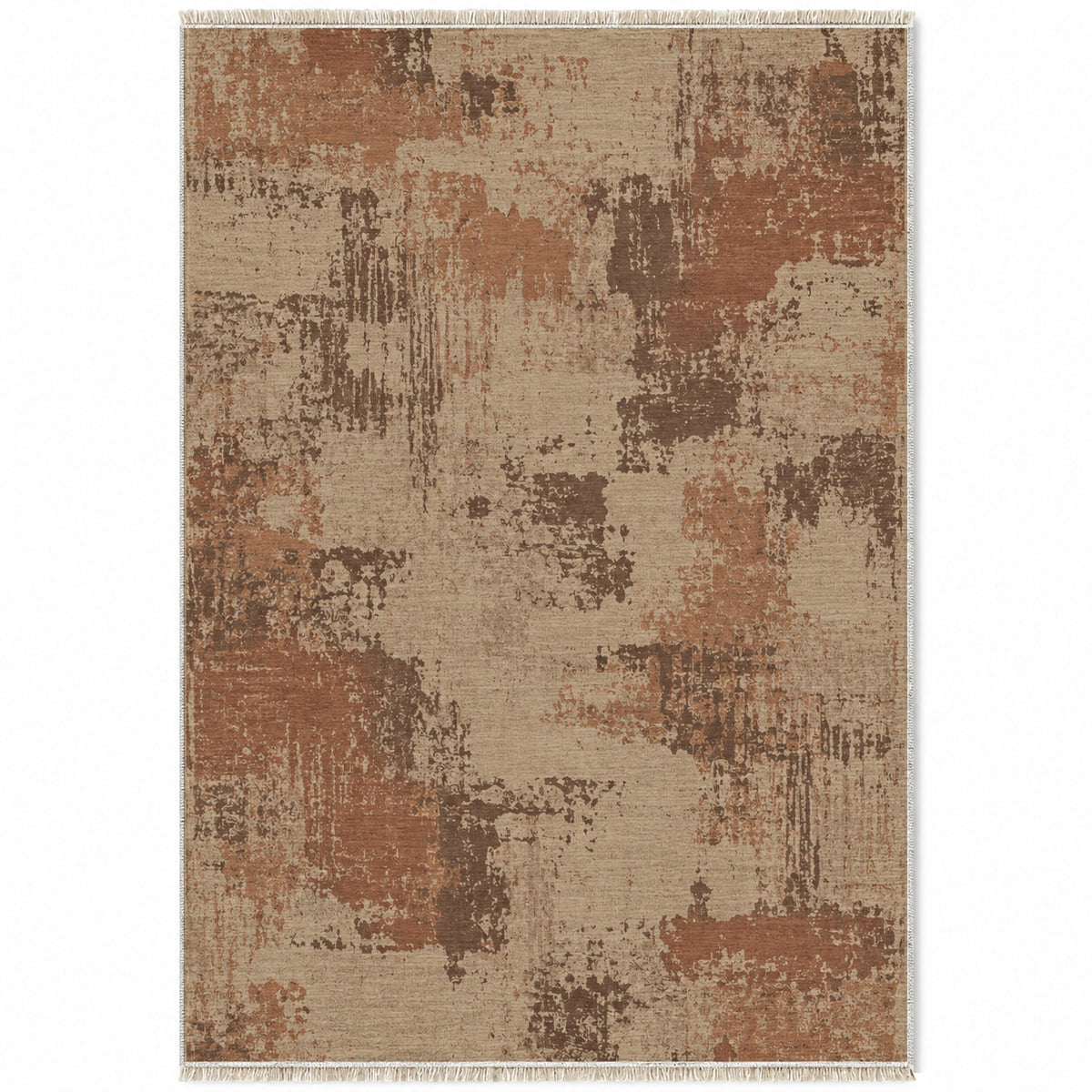 Patina Field Sand & Terracotta washable rug top view