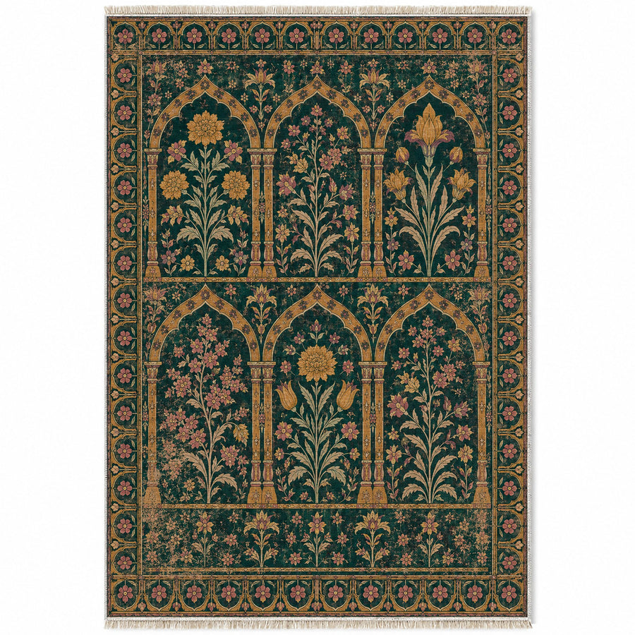 Pavilion Windows Forest & Marigold Distressed Washable Rug