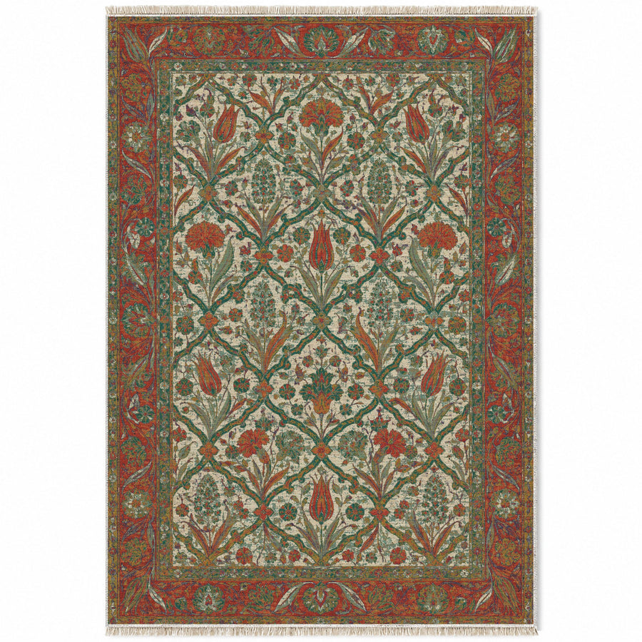 Pearl Door Emerald & Terracotta Ottoman Washable Rug