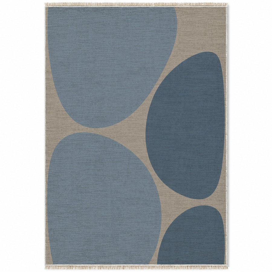 Pebble Forms Greige & Dusty Blue Organic Washable Rug