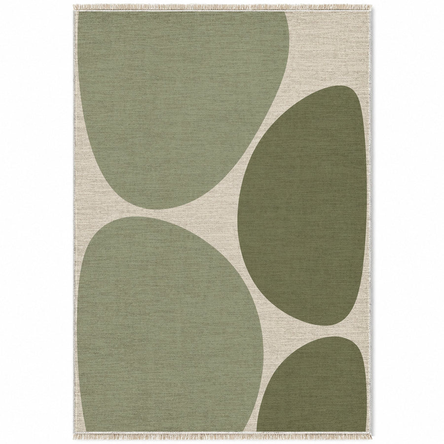 Pebble Forms Ivory & Sage Organic Washable Rug