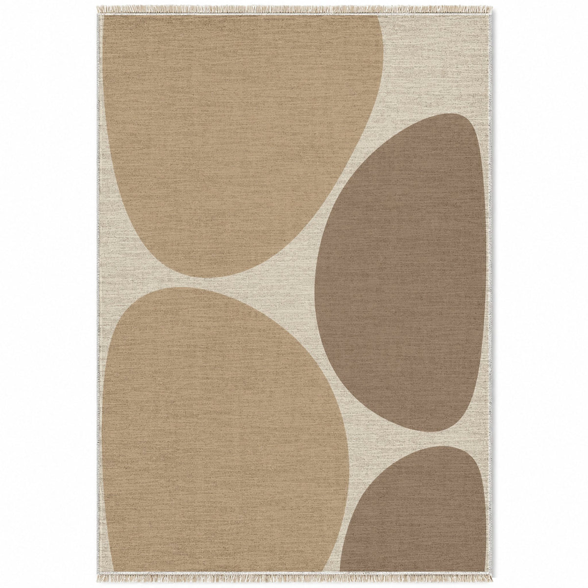 Pebble Forms Ivory & Sand washable rug top view