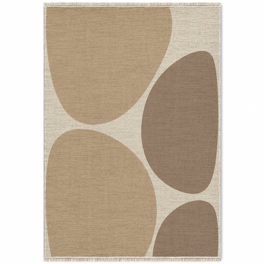 Pebble Forms Ivory & Sand Organic Washable Rug