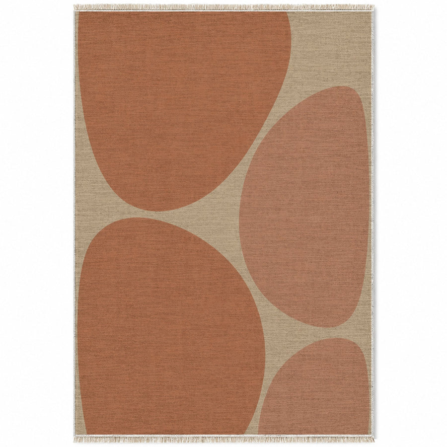 Pebble Forms Sand & Terracotta Organic Washable Rug