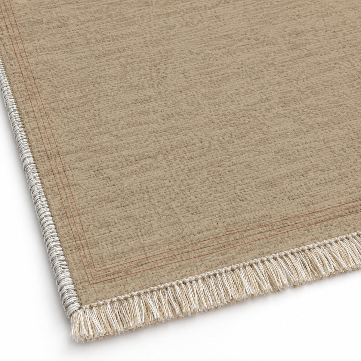 Pencil Edge Sand & Terracotta washable rug close-up of the printed chenille