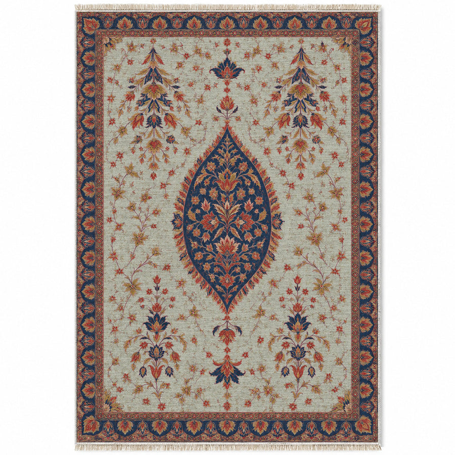 Pendant Almond Court Glacier, Ink & Vermilion Distressed Washable Rug
