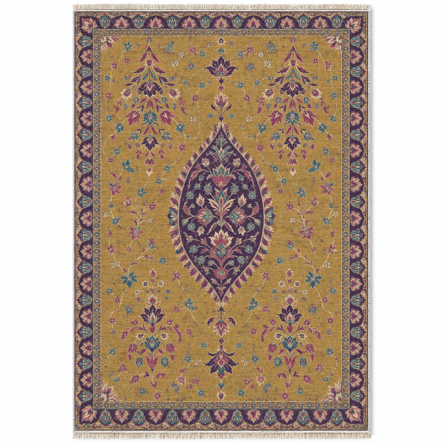 Pendant Almond Court Golden, Plum & Azure Distressed Washable Rug
