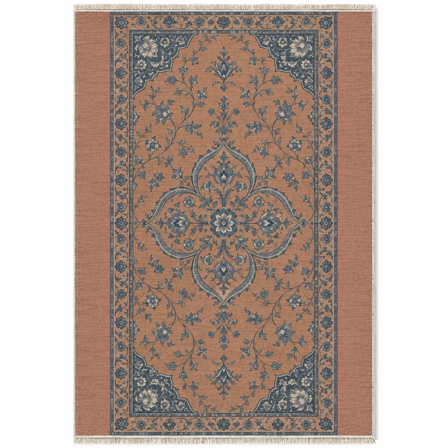 Petal Court Clay & Denim Vintage Washable Rug