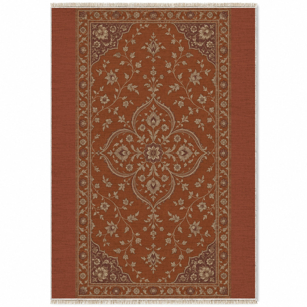 Petal Court Rust & Sand washable rug top view