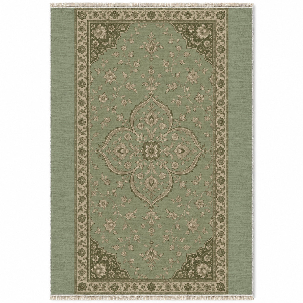 Petal Court Sage & Oat washable rug top view