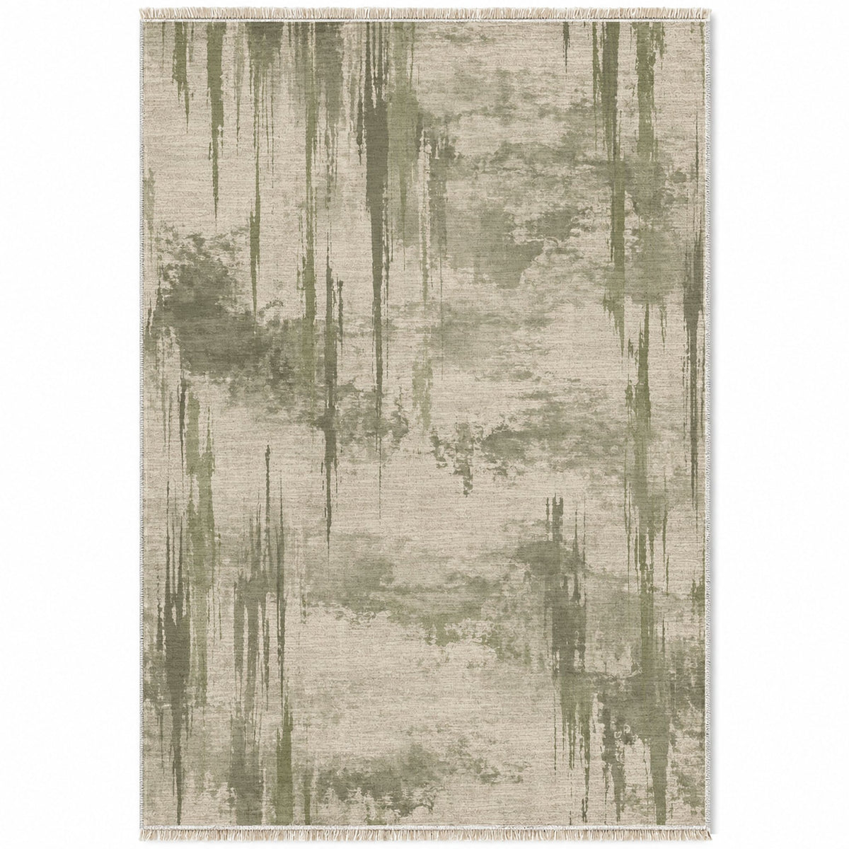 Pigment Rain Ivory & Sage washable rug top view