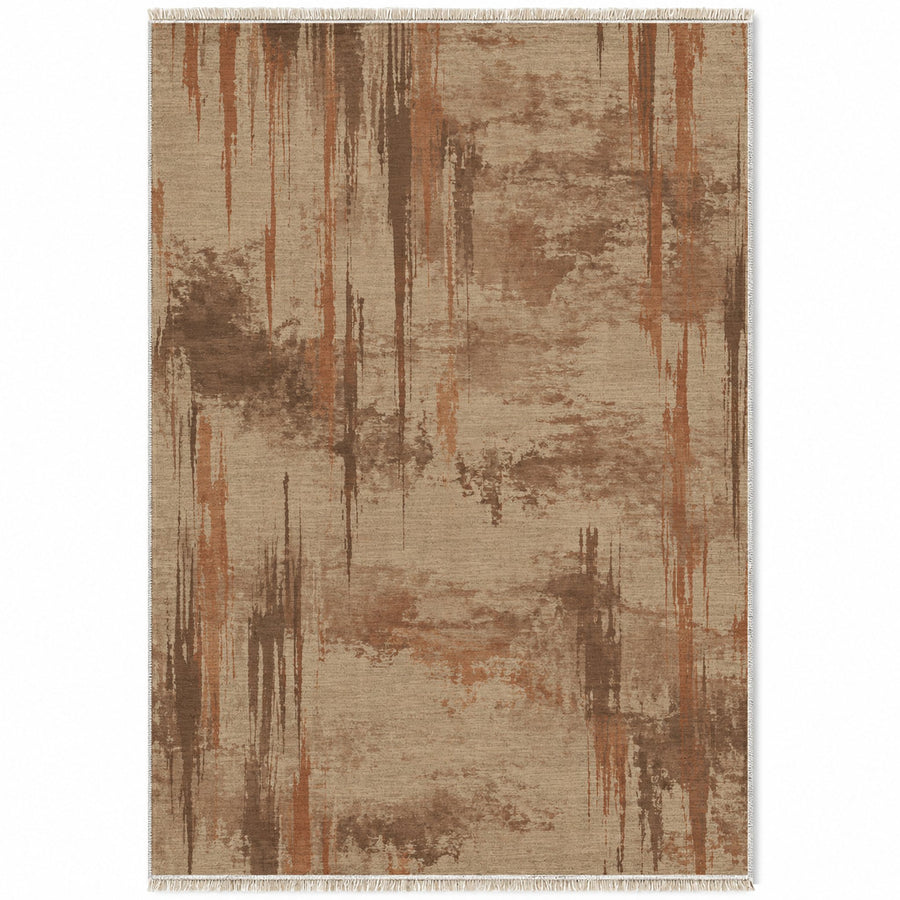Pigment Rain Sand & Terracotta Abstract Washable Rug