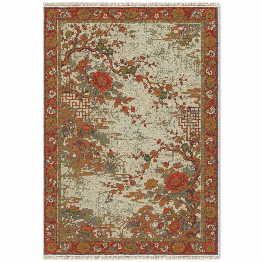 Plum Treasury Emerald & Terracotta Oriental Washable Rug